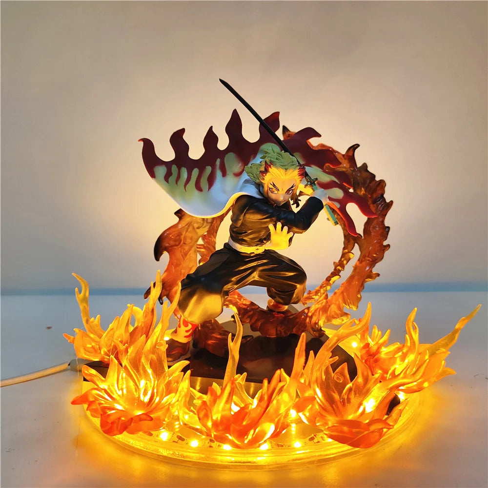 Demon Slayer Anime Rengoku Kyoujurou Led Lamp Bulb Action Figures Model Figurine Figure & Base & Lamp DIY Decoration Toys