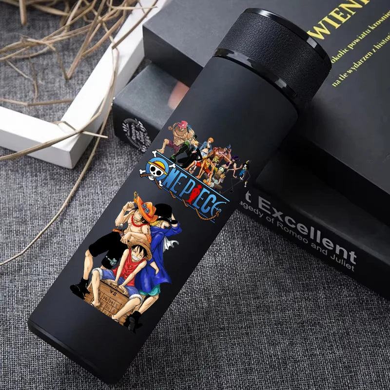 One Piece 304 Stainless Steel Thermos Cup Pattern Luffy Roronoa Zoro Action Figure High Capacity 500ML Drinking Water Bottle
