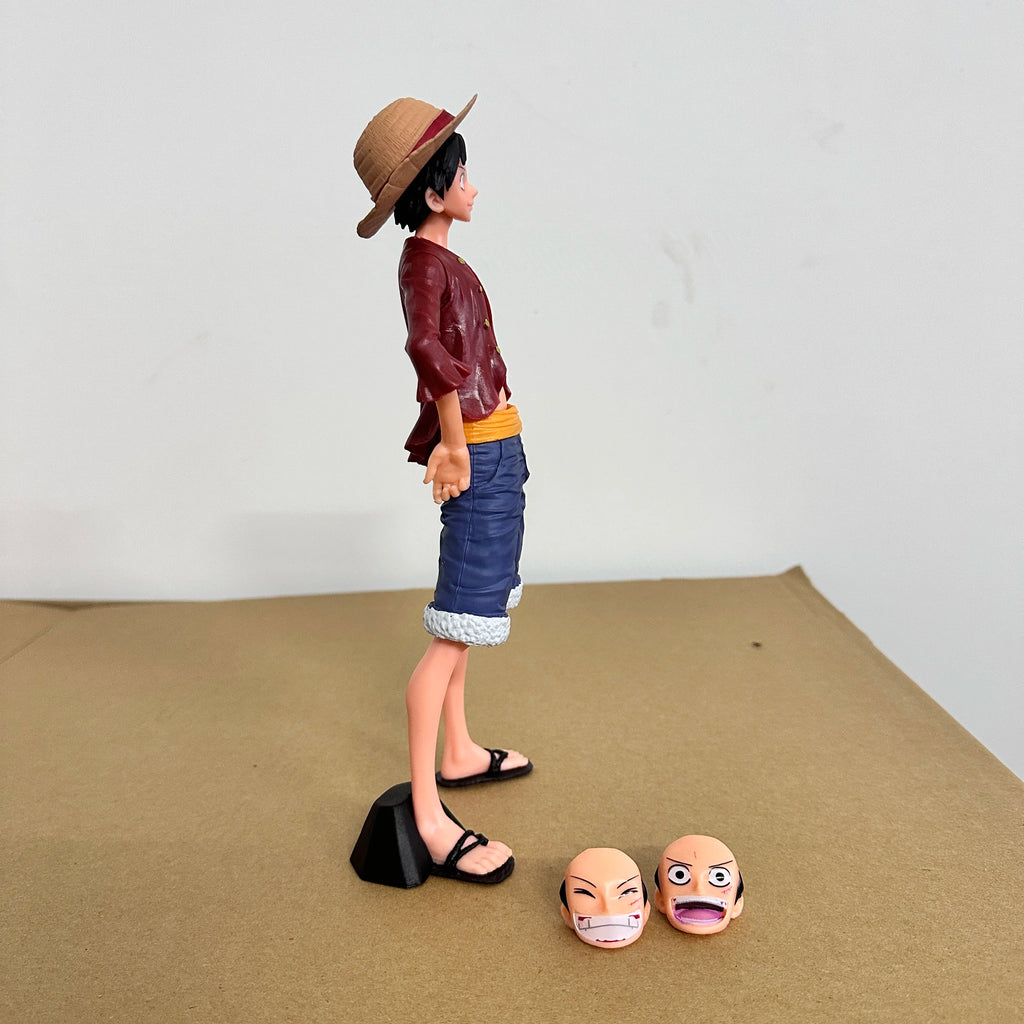 Hot 28cm One Piece Anime Figure Confident Smiley Luffy Three Form Face Changing Doll Action Figurine Model Toys Kits