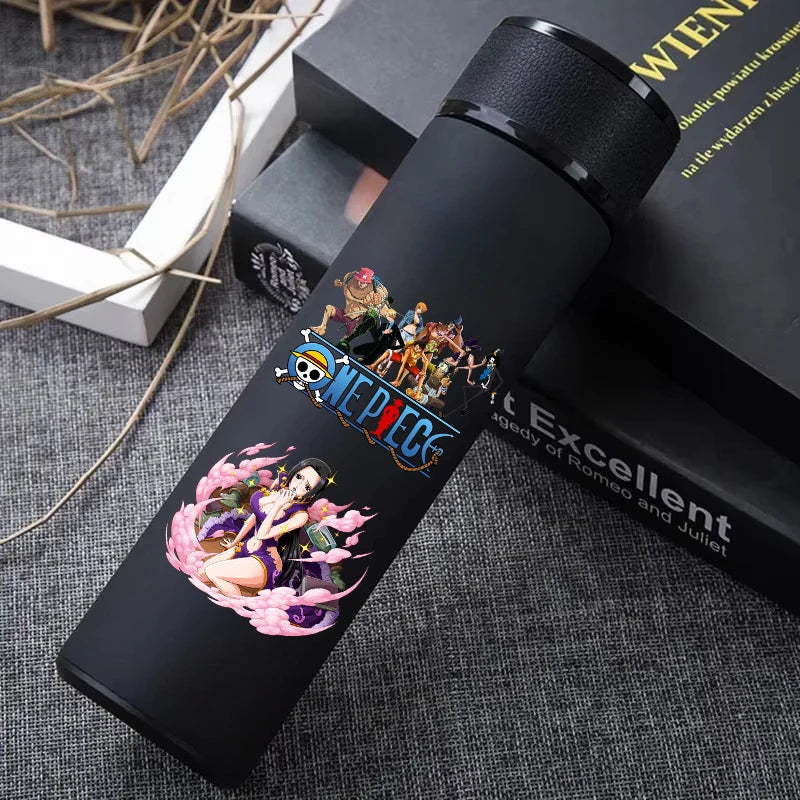 One Piece 304 Stainless Steel Thermos Cup Pattern Luffy Roronoa Zoro Action Figure High Capacity 500ML Drinking Water Bottle