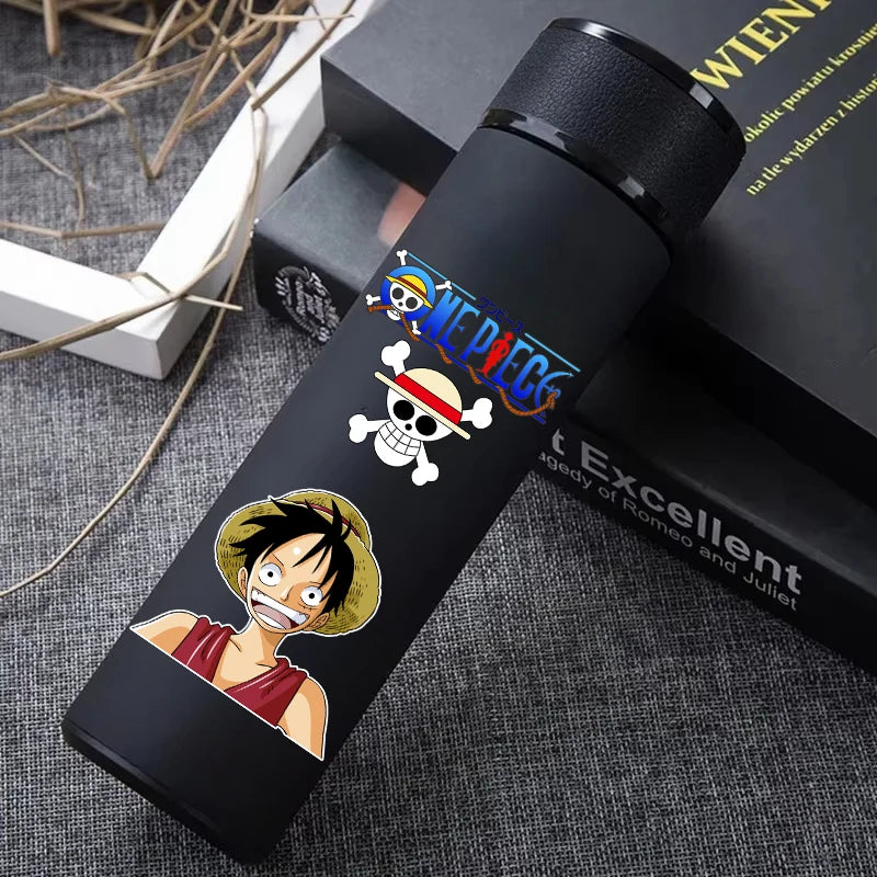 One Piece 304 Stainless Steel Thermos Cup Pattern Luffy Roronoa Zoro Action Figure High Capacity 500ML Drinking Water Bottle