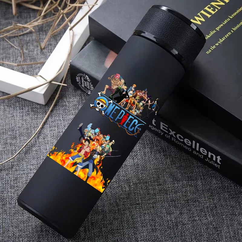 One Piece 304 Stainless Steel Thermos Cup Pattern Luffy Roronoa Zoro Action Figure High Capacity 500ML Drinking Water Bottle